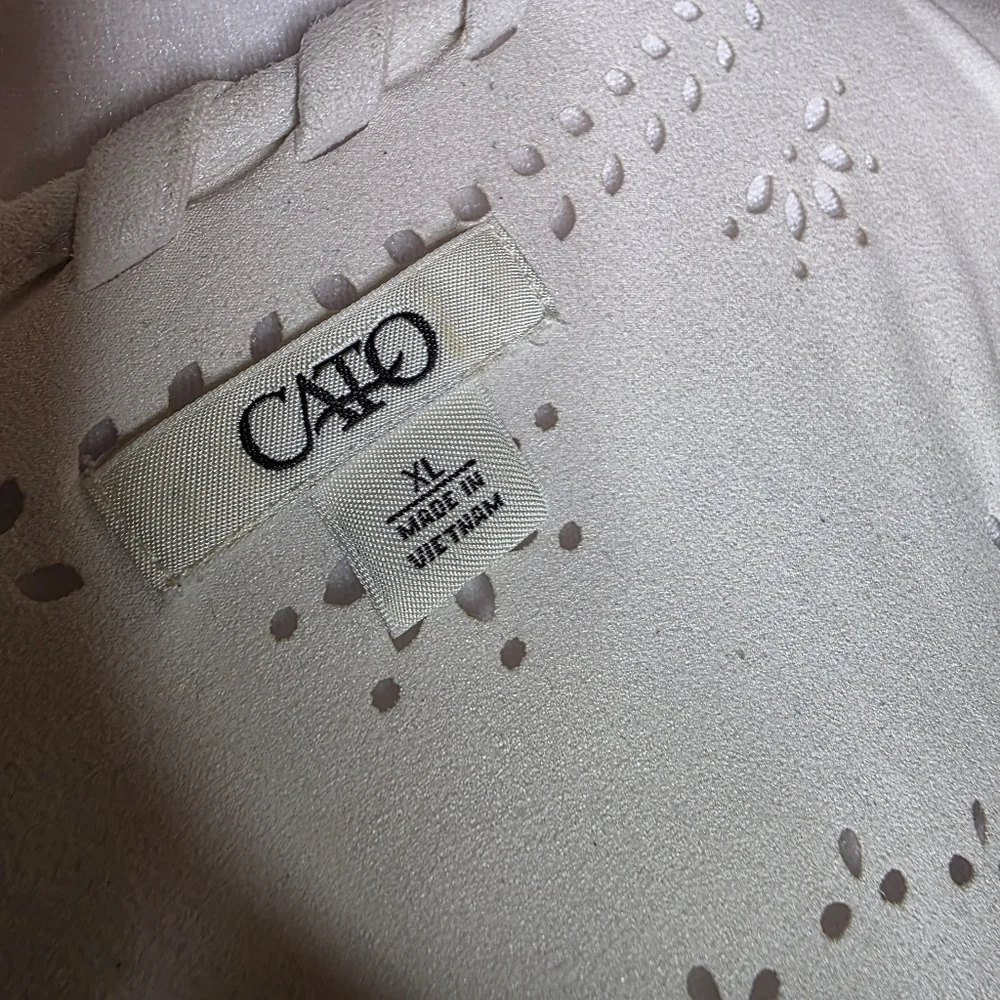 CATO womens Ivory Eyelet Open Front Kimono Boho Style Short Sleeve Size XL - Picture 9 of 9